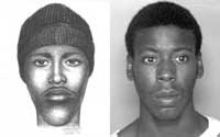 Composite drawing with photograph of subject on the right.